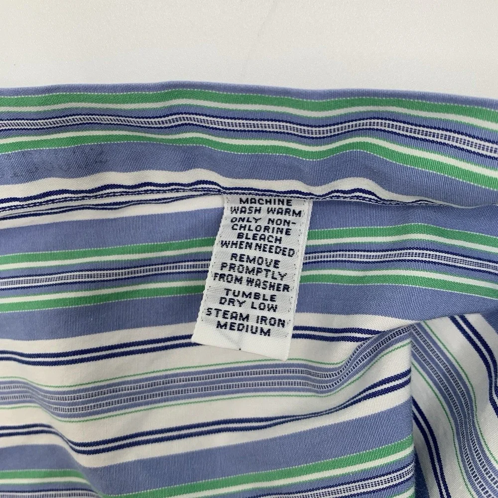 Polo Ralph Lauren Men's Blue Green Striped Long Sleeve Button Up Shirt Pony XL